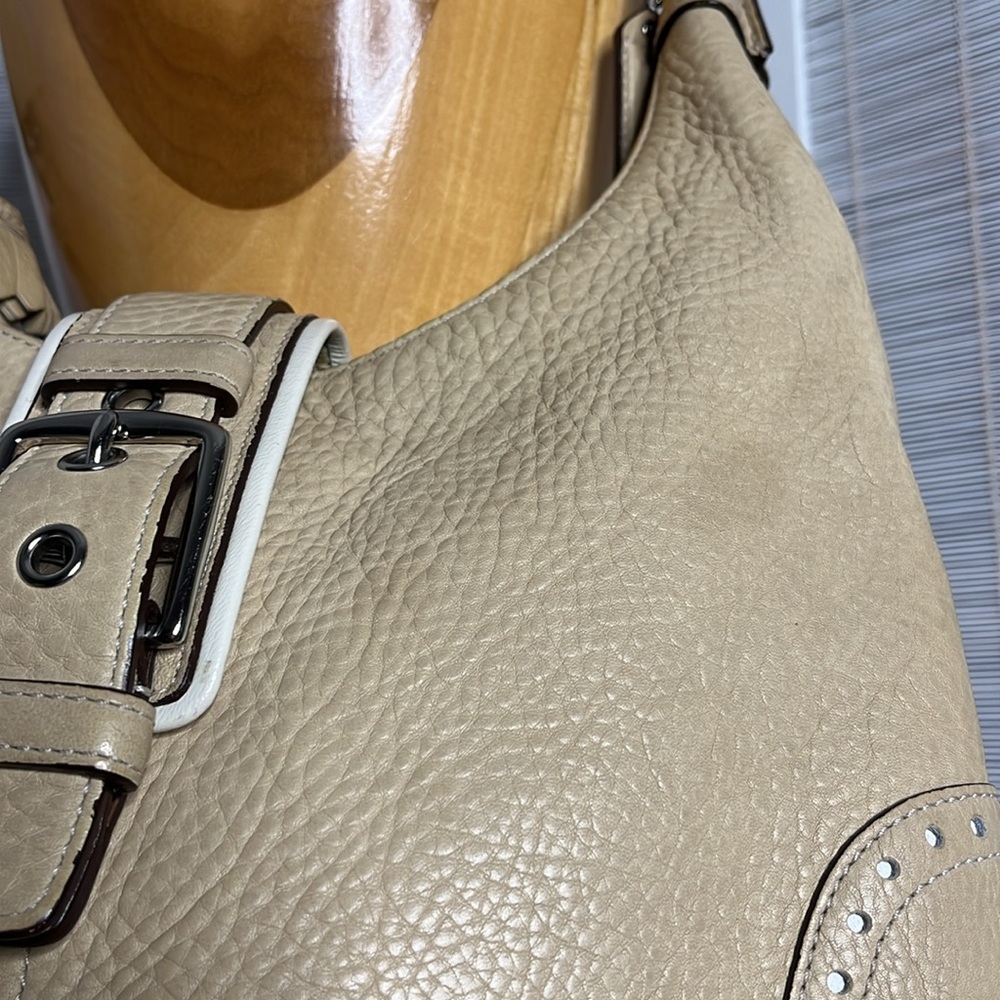 Coach Hampton cream pebble leather shoulder bag Y2K - Picture 3 of 13